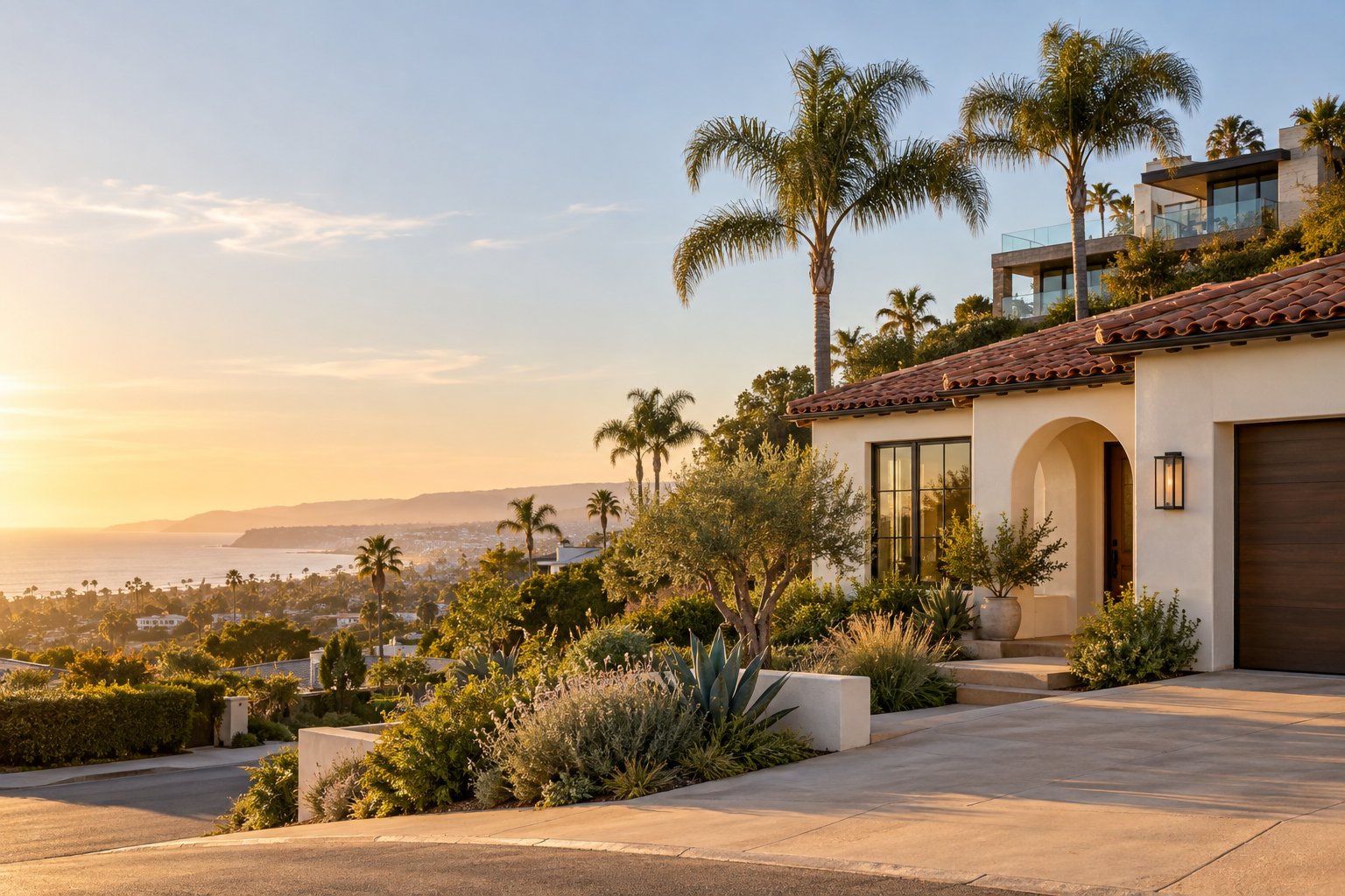 Southern California homes in warm afternoon light
